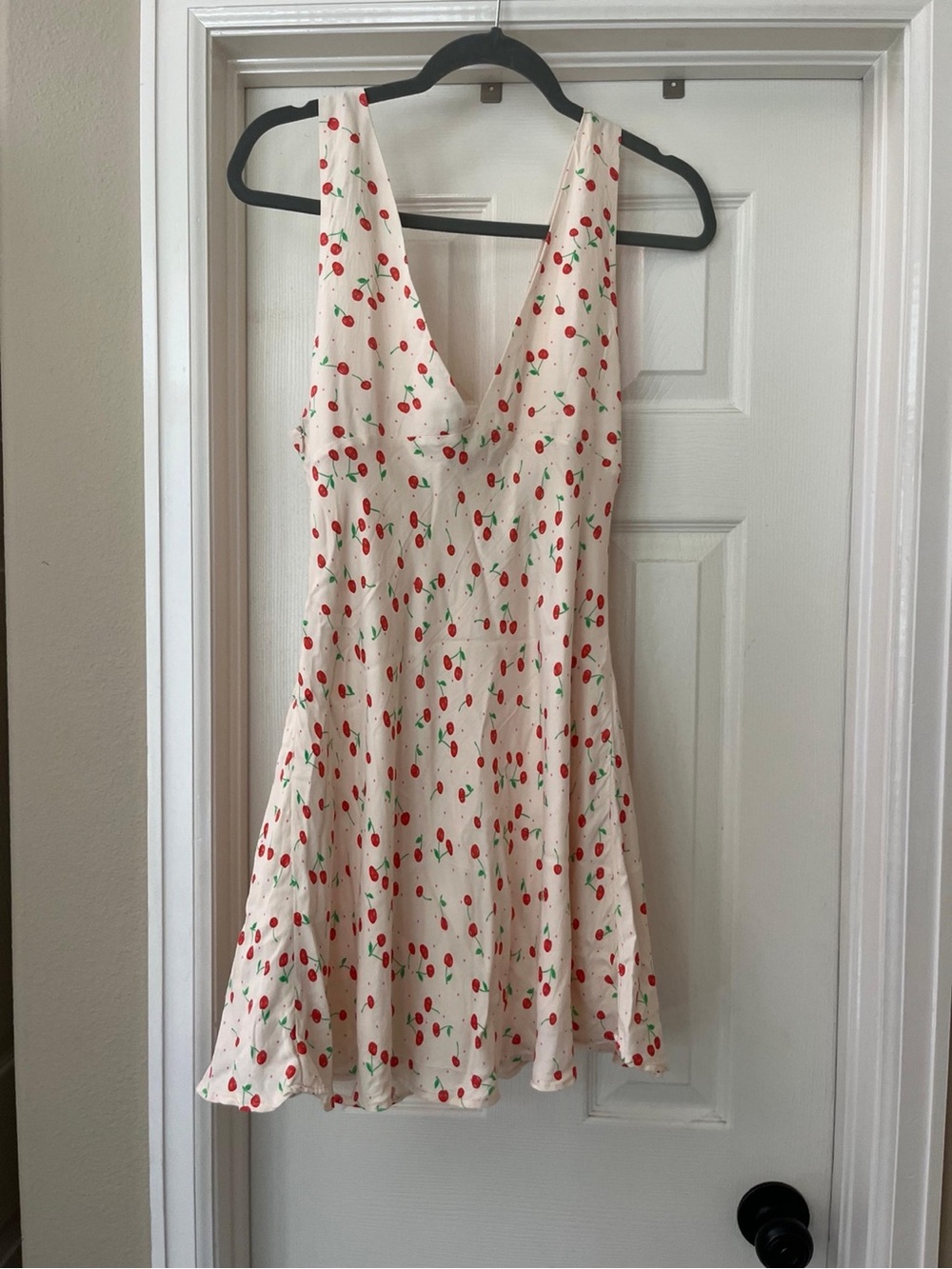 Zara White Mini Dress with Red Cherry Print